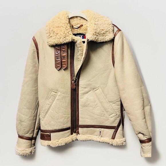 SCHOTT Other - Schott B-3 Shearling Bomber Jacket Size 34 Sheepskin Leather Flight Coat Flaw
